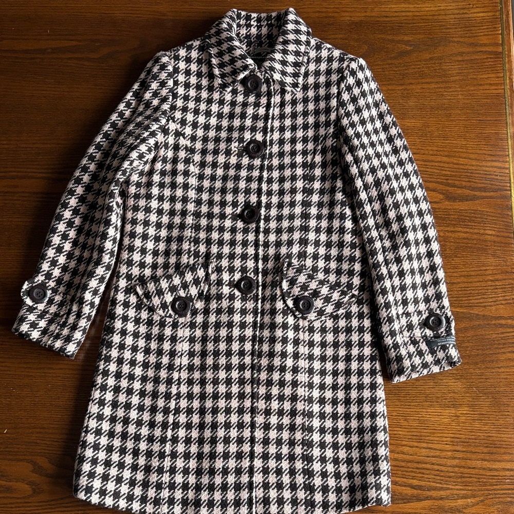 Atmosphere wool blend pale pink/espresso houndstooth pattern NWOT